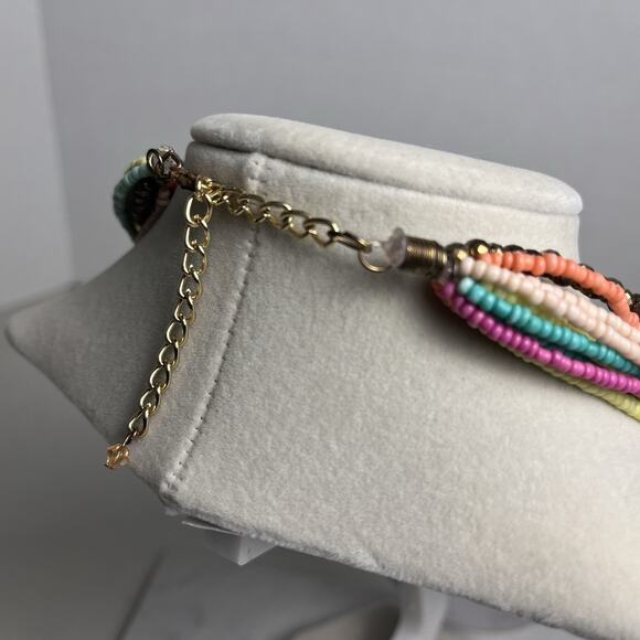 Beaded Statement Necklace Seed Bead Knot Boho Multicolor Jewelry 17 - 20" - Picture 11 of 14